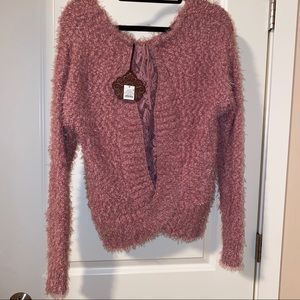 NWT Dusty rose sweater with lace detail